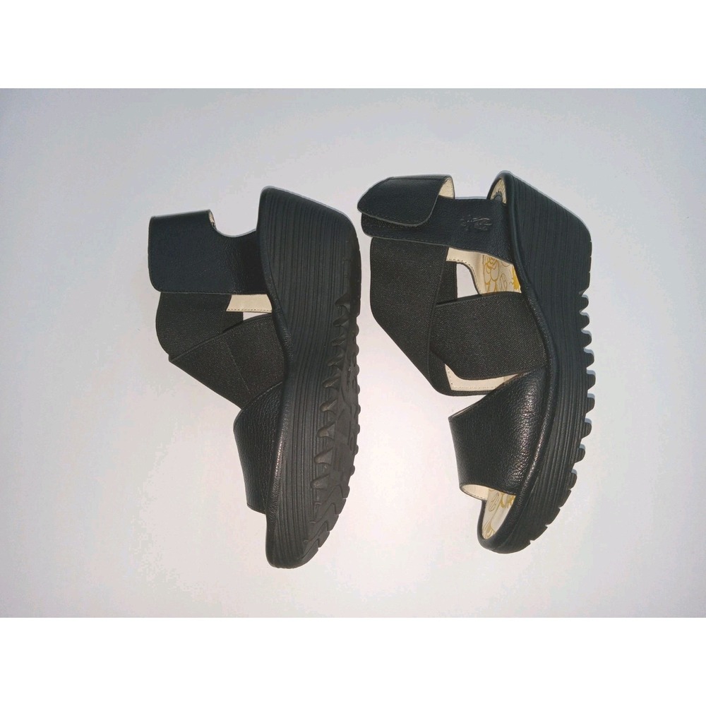 Fly London Strappy Black Wedge Sandals Women's Size 39 US 8 - Picture 6 of 11